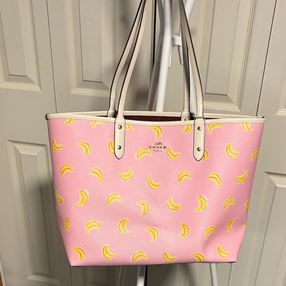 Coach Pink Tote with Banana Print